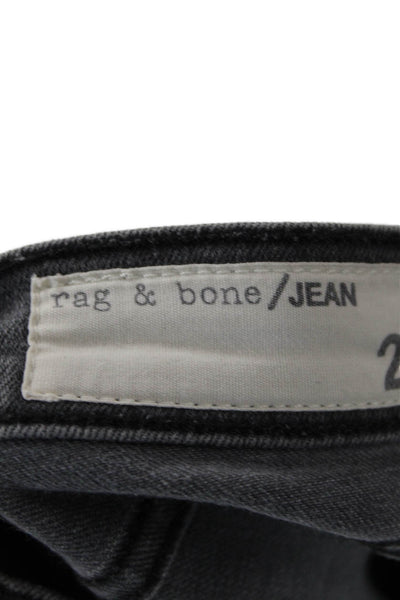 Rag & Bone Jean Womens Zipper Ankle Skinny Leg Jeans Thorne Black Cotton Size 28