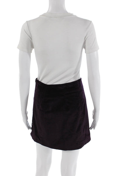 BLANKNYC Womens Velvet Front Zipper Mini Skirt Plum Purple Cotton Size 25