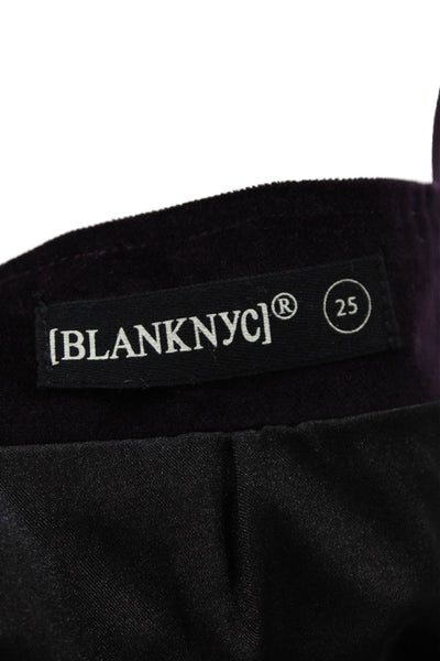 BLANKNYC Womens Velvet Front Zipper Mini Skirt Plum Purple Cotton Size 25