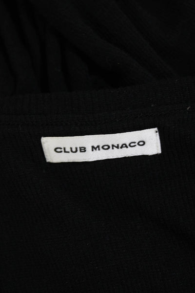 Club Monaco Womens Ribbed Short Sleeves A Line Maxi Dress Black Size Small