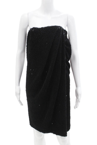 RECTO Womens Velvet Sequin Draped Tube Top Dress - Black Size S