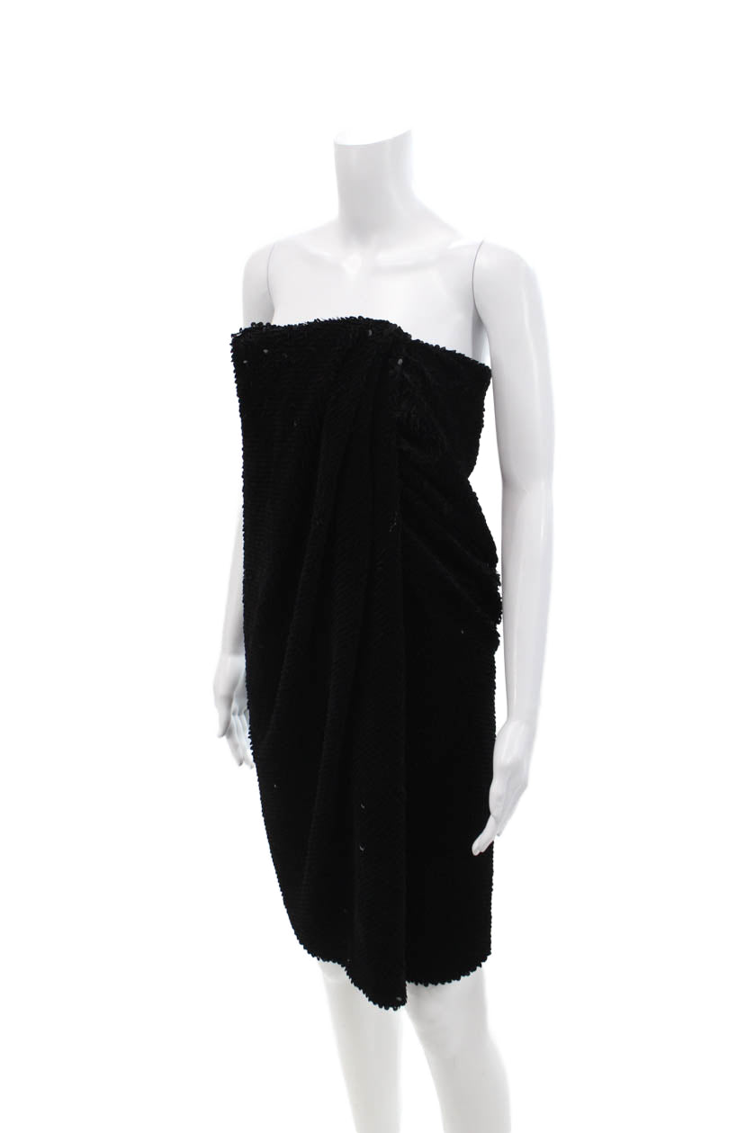 RECTO Velvet Sequin Draped Tube Top Dress | Metallic/Black | Size S