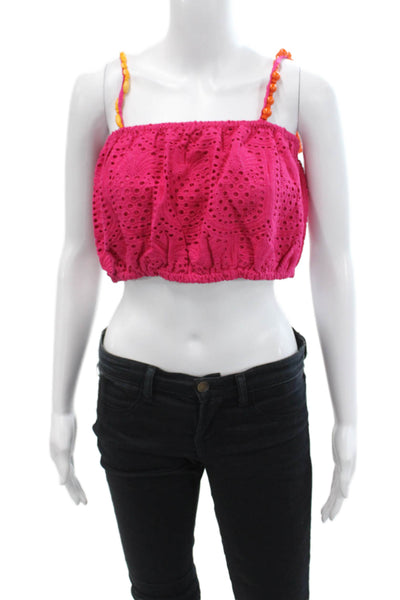 SUNDRESS Womens Ivana Top - Pineapple Eyelet Fuchsia Size L