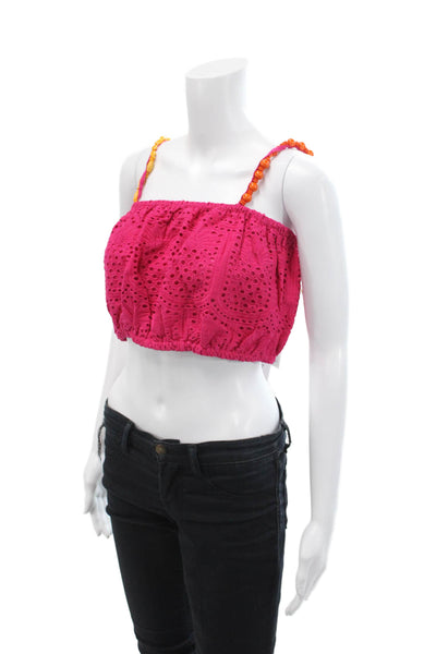 SUNDRESS Womens Ivana Top - Pineapple Eyelet Fuchsia Size L