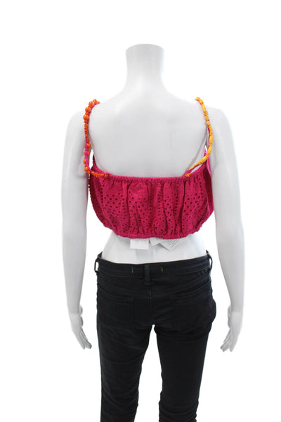 SUNDRESS Womens Ivana Top - Pineapple Eyelet Fuchsia Size L