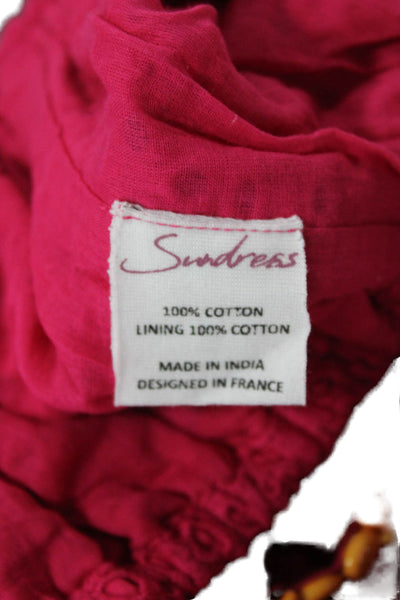 SUNDRESS Womens Ivana Top - Pineapple Eyelet Fuchsia Size L