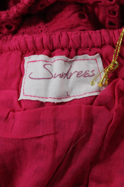 SUNDRESS Womens Ivana Top - Pineapple Eyelet Fuchsia Size L