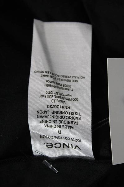 Vince Women's Square Neck Short Sleeves Cotton Cropped Blouse Black Size 8
