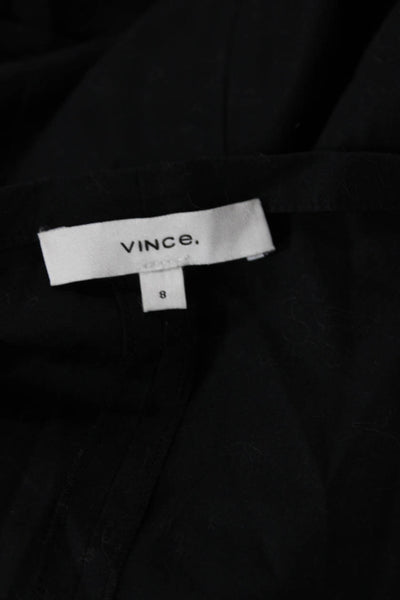 Vince Women's Square Neck Short Sleeves Cotton Cropped Blouse Black Size 8
