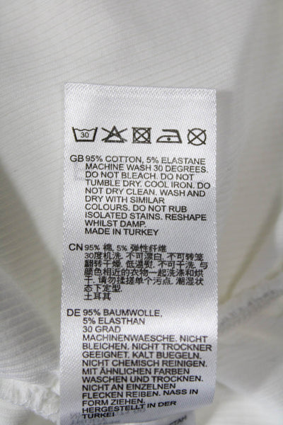 Reiss Womens Cotton Ribbed Sleeveless Crewneck Gathered Tank White Size L