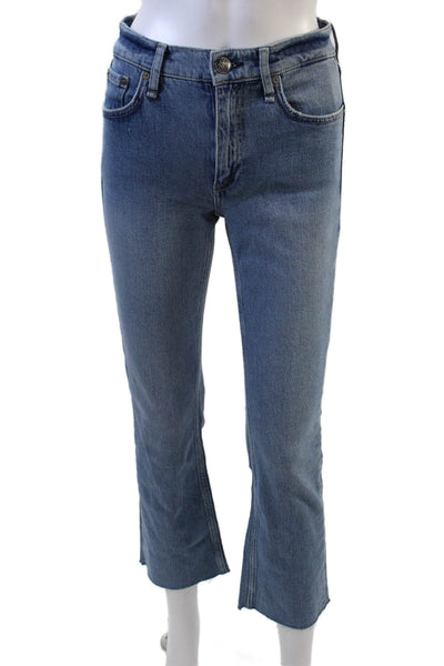 Rag & Bone Womens Peyton Mid Rise Bootcut Raw Hem Jeans Blue Size 23