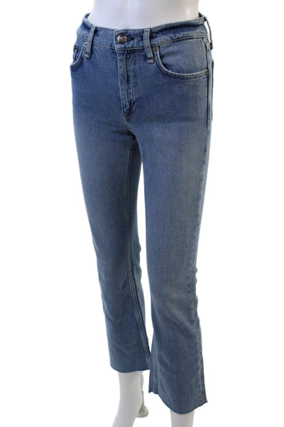 Rag & Bone Womens Peyton Mid Rise Bootcut Raw Hem Jeans Blue Size 23