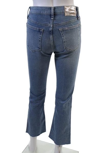 Rag & Bone Womens Peyton Mid Rise Bootcut Raw Hem Jeans Blue Size 23