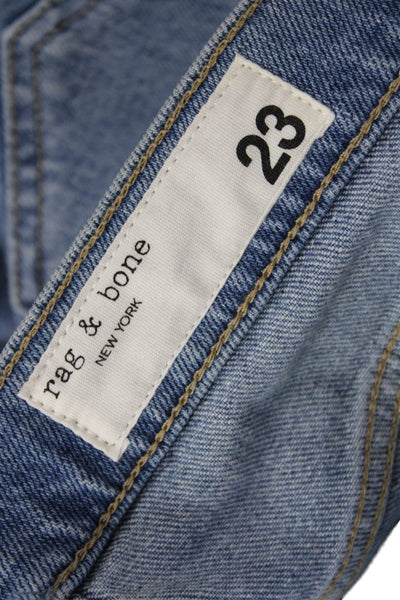 Rag & Bone Womens Peyton Mid Rise Bootcut Raw Hem Jeans Blue Size 23