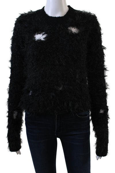 Acne Studios Womens Hairy Web Crew Neck Sweater - Black Size XXS