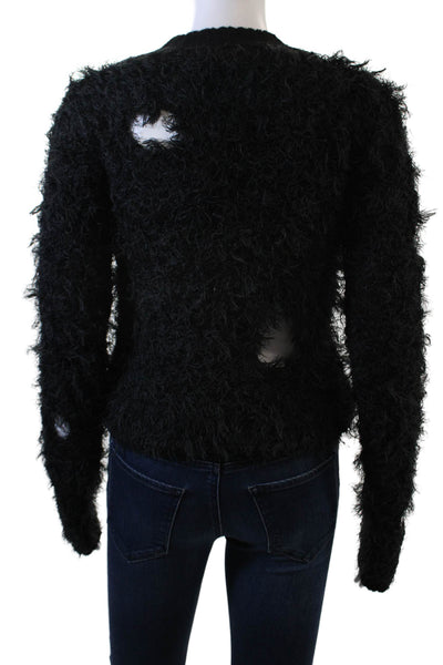 Acne Studios Womens Hairy Web Crew Neck Sweater - Black Size XXS