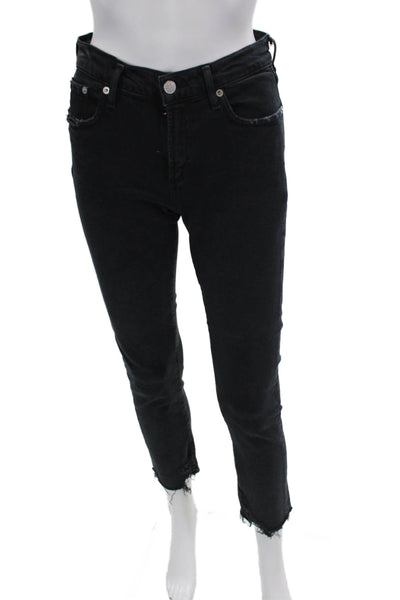 Agolde Womens Zipper Fly High Rise Raw Hem Skinny Jeans Gray Denim Size 25