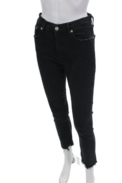 Agolde Womens Zipper Fly High Rise Raw Hem Skinny Jeans Gray Denim Size 25