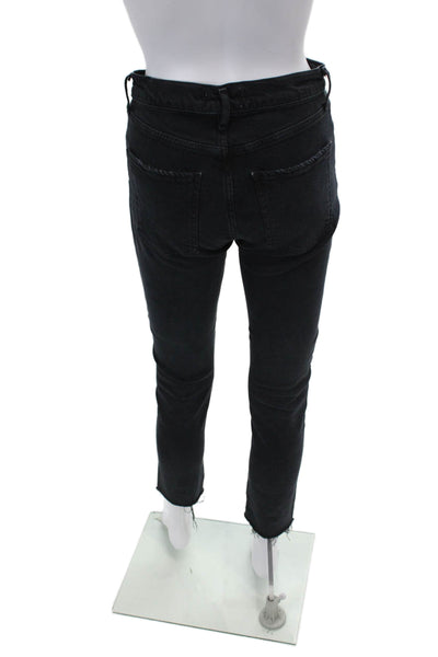 Agolde Womens Zipper Fly High Rise Raw Hem Skinny Jeans Gray Denim Size 25