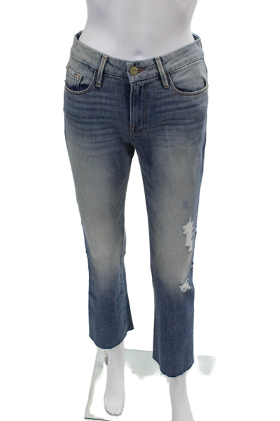 Frame Womens Zipper Fly High Rise Medium Wash Kick Flare Jeans Blue Size 25
