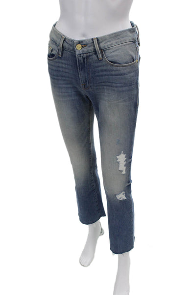 Frame Womens Zipper Fly High Rise Medium Wash Kick Flare Jeans Blue Size 25