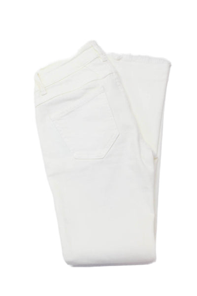 Closed Womens Zipper Fly High Rise Fringe Cropped Distressed Jeans White Size 25