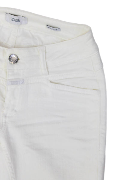 Closed Womens Zipper Fly High Rise Fringe Cropped Distressed Jeans White Size 25