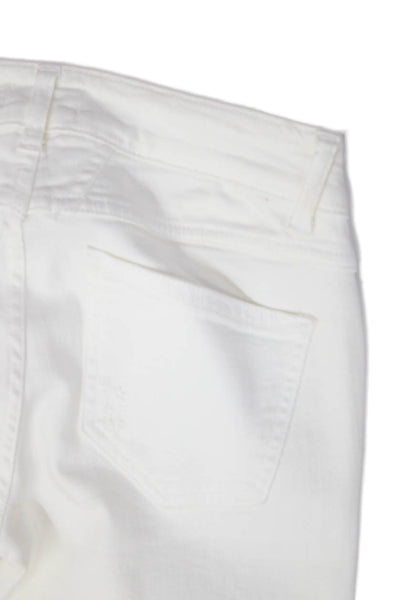 Closed Womens Zipper Fly High Rise Fringe Cropped Distressed Jeans White Size 25