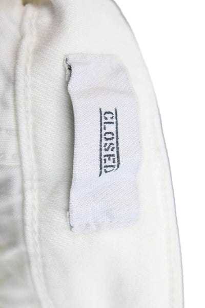 Closed Womens Zipper Fly High Rise Fringe Cropped Distressed Jeans White Size 25