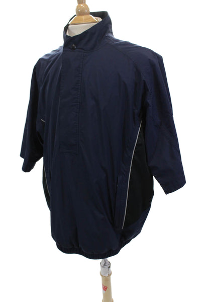 Dry Joys By FootJoy Mens Long Sleeve Half Zip Mock Neck Jacket Blue Size XL