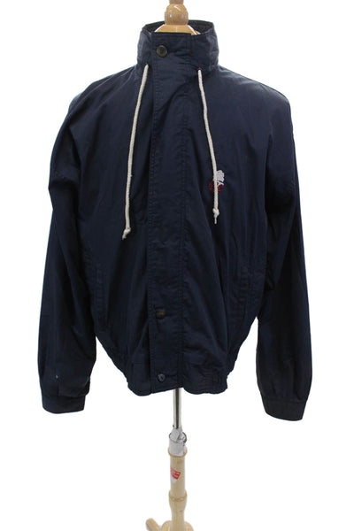 Duckster Mens Long Sleeve Front Zip Mock Neck Light Jacket Navy Blue Size XL