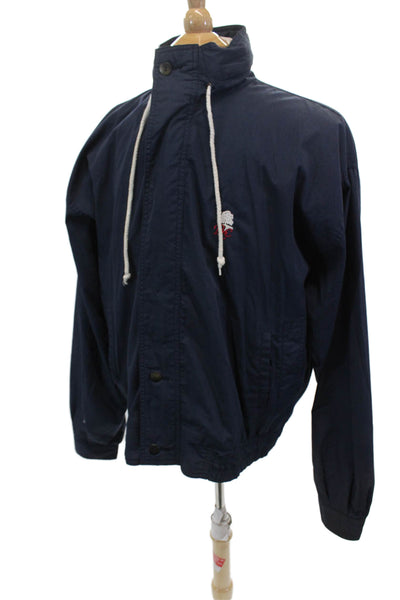 Duckster Mens Long Sleeve Front Zip Mock Neck Light Jacket Navy Blue Size XL