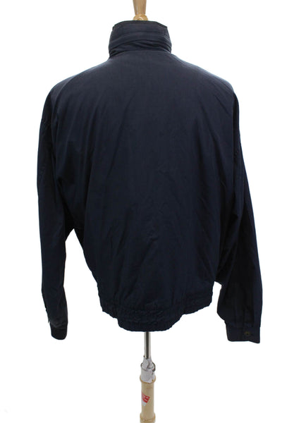 Duckster Mens Long Sleeve Front Zip Mock Neck Light Jacket Navy Blue Size XL