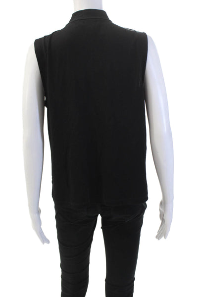 Salvatore Ferragamo Womens Sleeveless V-neck Tie Front Tank Blouse Black Size M