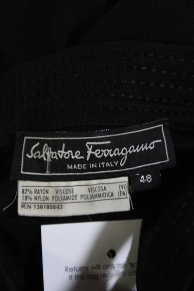 Salvatore Ferragamo Womens Sleeveless V-neck Tie Front Tank Blouse Black Size M