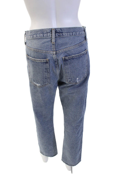 Agolde Womens Cotton Zip Button Straight Leg Denim Jeans Blue Size EUR 25