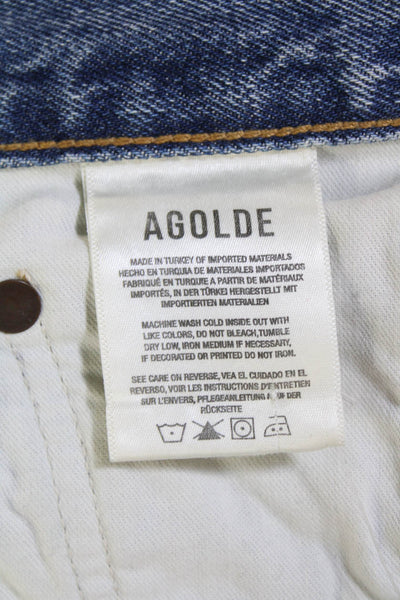 Agolde Womens Cotton Zip Button Straight Leg Denim Jeans Blue Size EUR 25