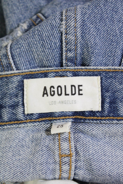 Agolde Womens Cotton Zip Button Straight Leg Denim Jeans Blue Size EUR 25