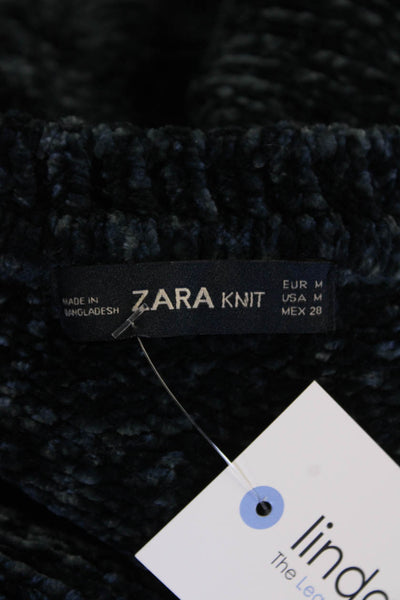 Zara Knit Womens Long Sleeve Round Neck Thick Knit Sweater Navy Size M