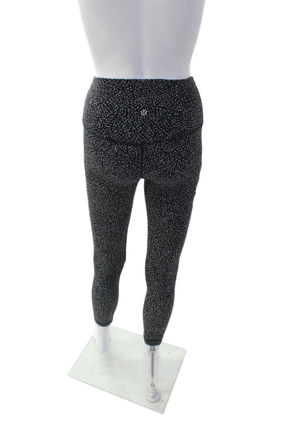 Lululemon Womens Elastic Waistband Lined Polka Dotted Leggings Black Size XS