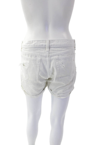 Rag & Bone Womens Cotton Zip Button Distressed Shorts White Size EUR 24