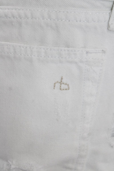 Rag & Bone Womens Cotton Zip Button Distressed Shorts White Size EUR 24