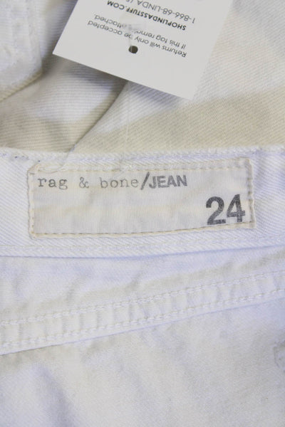 Rag & Bone Womens Cotton Zip Button Distressed Shorts White Size EUR 24