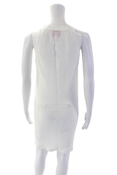 Solid & Striped Womens Cotton Sleeveless Round Neck Knit Tank Top White Size M