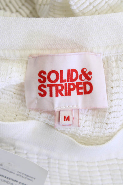 Solid & Striped Womens Cotton Sleeveless Round Neck Knit Tank Top White Size M
