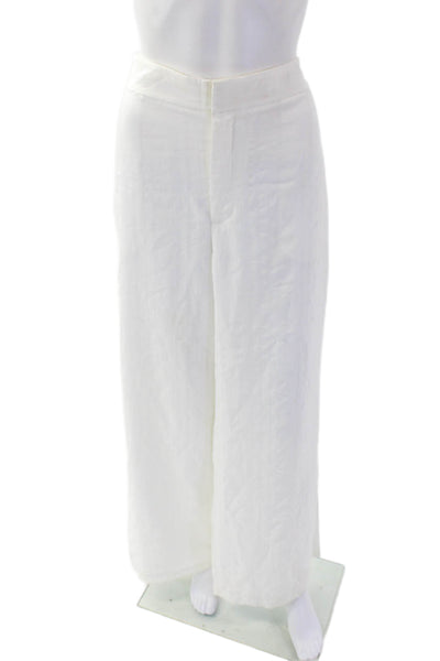 Club Monaco Womens Textured Zip Wide Leg Lined Pants White Size 10