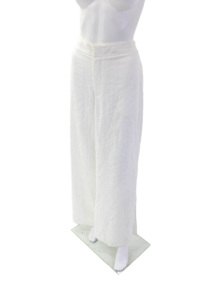 Club Monaco Womens Textured Zip Wide Leg Lined Pants White Size 10