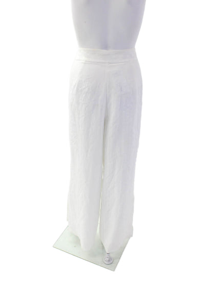 Club Monaco Womens Textured Zip Wide Leg Lined Pants White Size 10