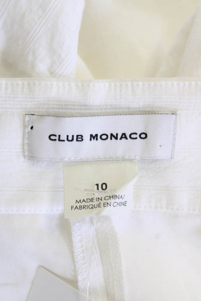 Club Monaco Womens Textured Zip Wide Leg Lined Pants White Size 10