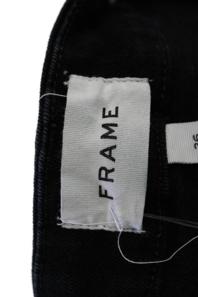 Frame Women's Midrise Five Pocket Button Straight Leg Jean Pants Black Size 26